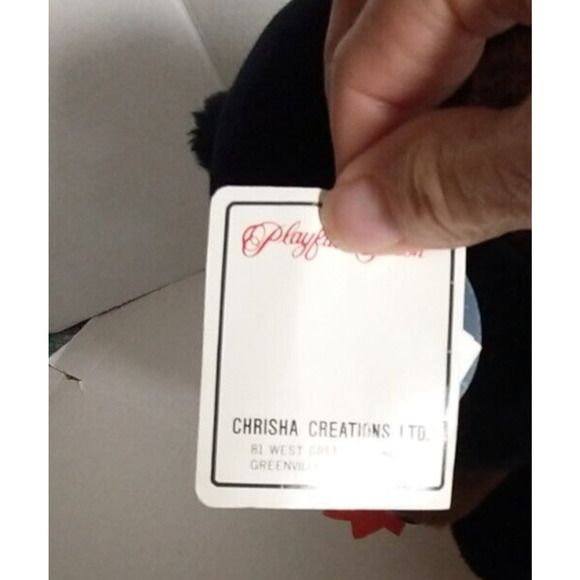 Vintage Chrisha Playful Plush Black bear with pumpkin 1988 With Tags - Picture 10 of 12